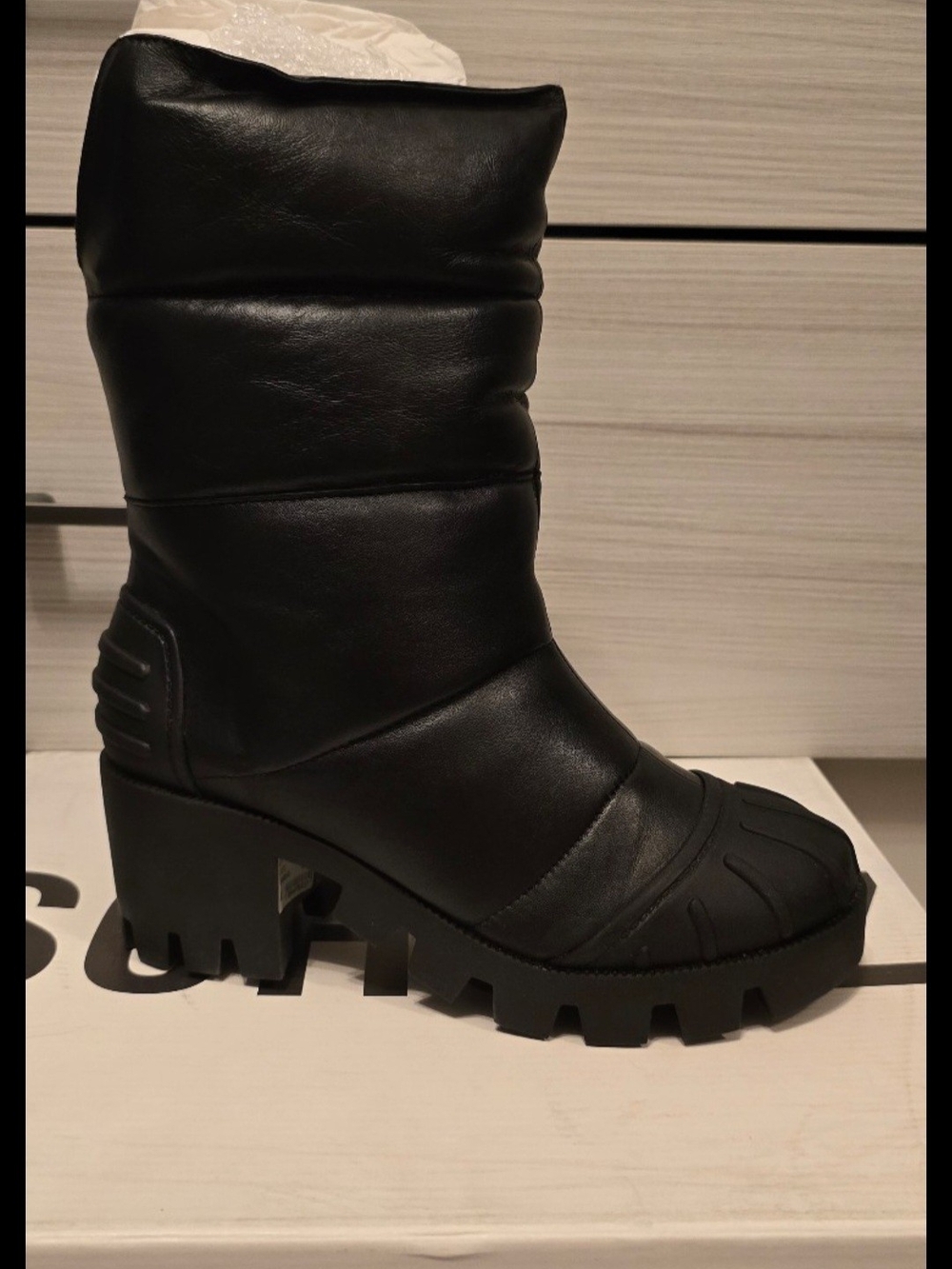 SCHUTZ Black Chunky Lug-Heel Winter Boot